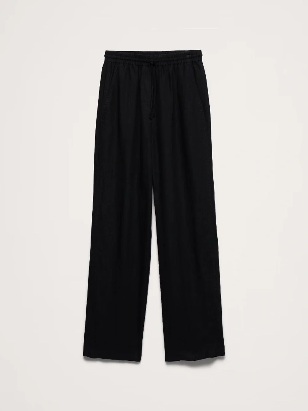 NWT Banana Republic The Getaway Straight-Leg Pull-On Pant in Linen // Black